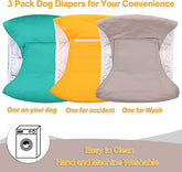 KUTKUT Combo of 3Pcs Male Dog Diapers, Reusable Belly Bands for Small Dogs Wraps Highly Absorbent Diapers for Dog, Waterproof Super Absorbent Puppy Wraps Cover Sanitary Pants - kutkutstyle
